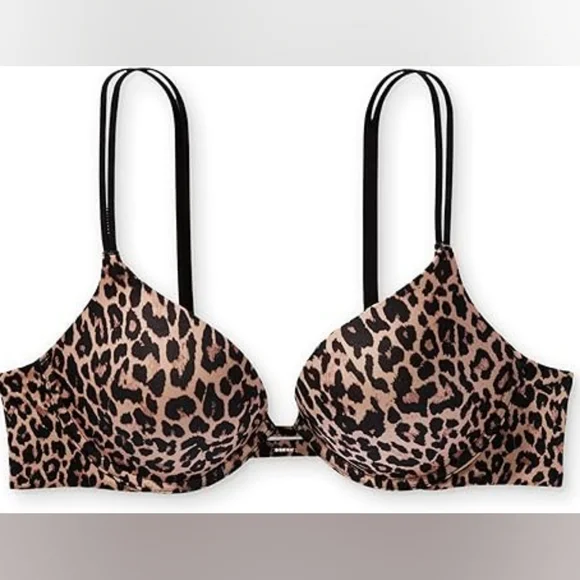 Victoria's Secret Very Sexy Push Up Bra In Leopard Sz 38DDD 38F Cheetah - Picture 2 of 5